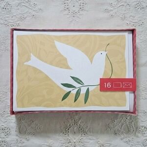 Greeting Cards 16 Pack Friends Family Merry Christmas Peace Dove Gold Holiday